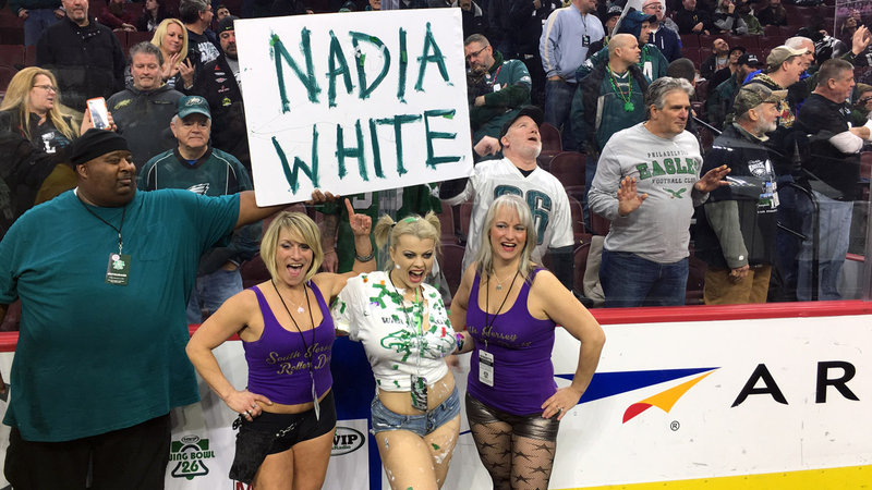 Nadia White poses after her entrance at Wing Bowl 26. (Photo: Dan McQuade)